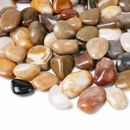 30 lbs River Rocks, 1-1 1/2 inch Plant Rocks for Pots Indoor, Decorative Garden Rocks Outdoor Landscaping, Polished Natural Stone for Walkways, Yard, Vases, Crafts