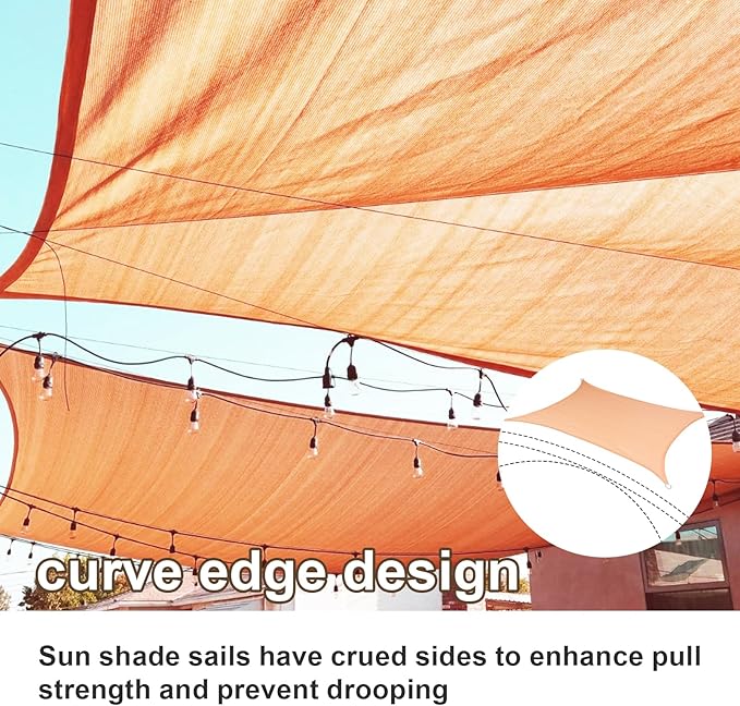 SUNLAX Sun Shade Sail 12' x 21' Peach Fuzz Rectangle Canopy Sail Shade Cover UV Block Permeable Sunshade Outdoor for Patio Backyard Deck Pergola (We Make Custom Size)