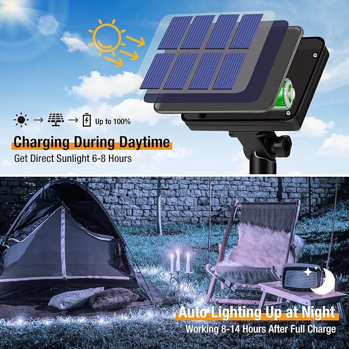 2-Pack Solar String Lights Outdoor, 160LED 66FT Solar Fairy Lights Waterproof 8 Modes Copper Wire Solar Powered Twinkle Lights for Outside Garden Patio Tree Christmas Wedding Party Decor (Cool White)
