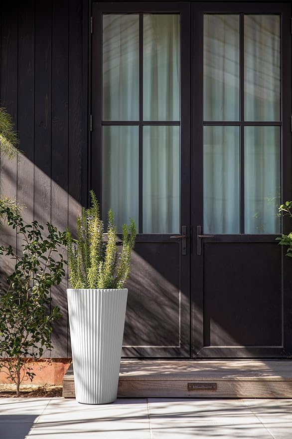 Veradek Demi Series Tall Planter for Porch, Patio, Backyard | Durable Plastic-Stone Composite Material | Modern Décor for Tall Plants, Grasses