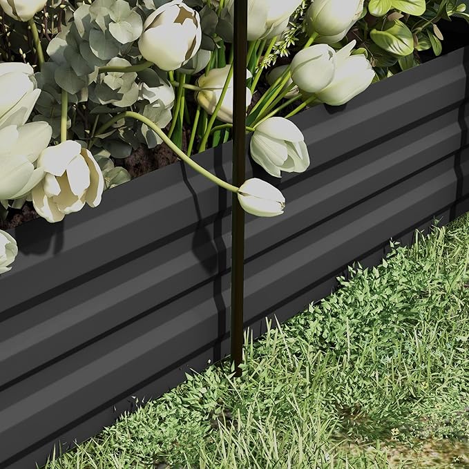 Outsunny 7.3 x 3.4 x 1 ft Galvanized Raised Garden Bed with Crop Cage Plant Protection Net and Shade Cloth Roof, Metal Planter Box with Cover for Vegetables, Flowers, Herbs, Dark Gray