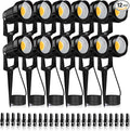 12W LED Landscape Lights Low Voltage, 3000K Warm White 12V AC/DC Waterproof Outdoor Spotlights, IP65 Garden Pathway Lights with 12 Spike Stands for Tree Garden Yard Pathway (12 Pack)