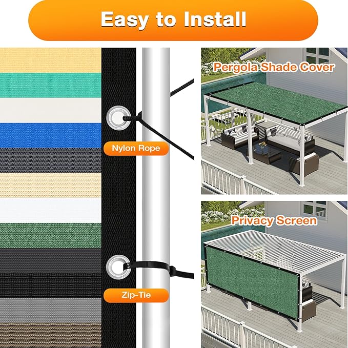 Artpuch Outdoor Pergola Shade Cover 14' X 24' Sun Shade Cloth with Grommets, 90% UV Protection Canopy Patio Privacy Screen (Customized Available) GN107, Green