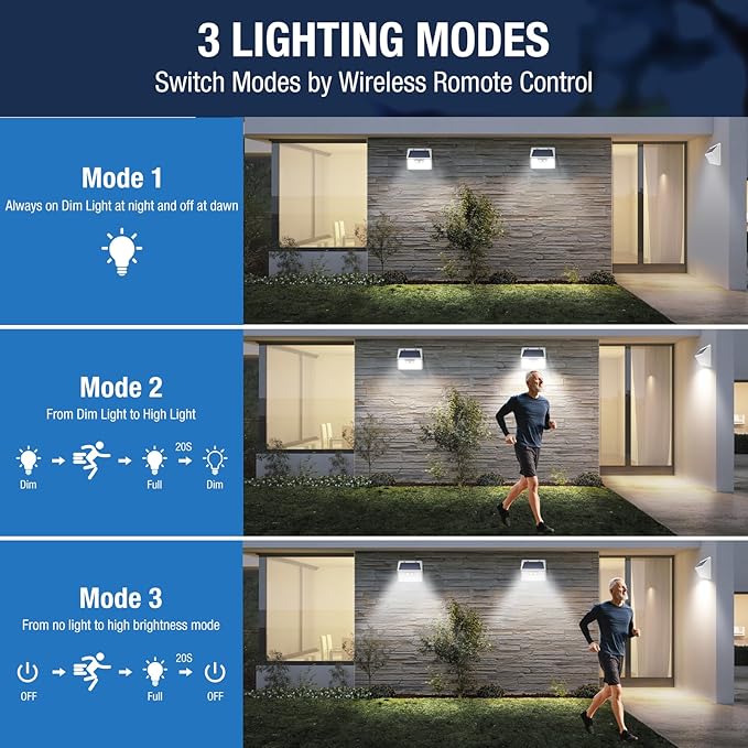 Peasur White Solar Lights Outdoor Waterproof, 8 Pack 140LED Bright Motion Sensor Security Lights 3 Modes, Solar Powered Fence Wall Light for Garden Yard Outside