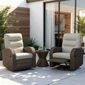 Outdoor Swivel Recliner Chair Set of 2, All-Weather Wicker Reclining Patio Chair with Adjustable Backrest and Footrest