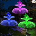 Solar Garden Lights Waterproof 3 Pack Solar Lights Outdoor Decorative 7 Color Changing Double Jellyfish and Butterfly Flower Garden Decor Yard Christmas Pool Outdoor, Gifts for Mother's Women