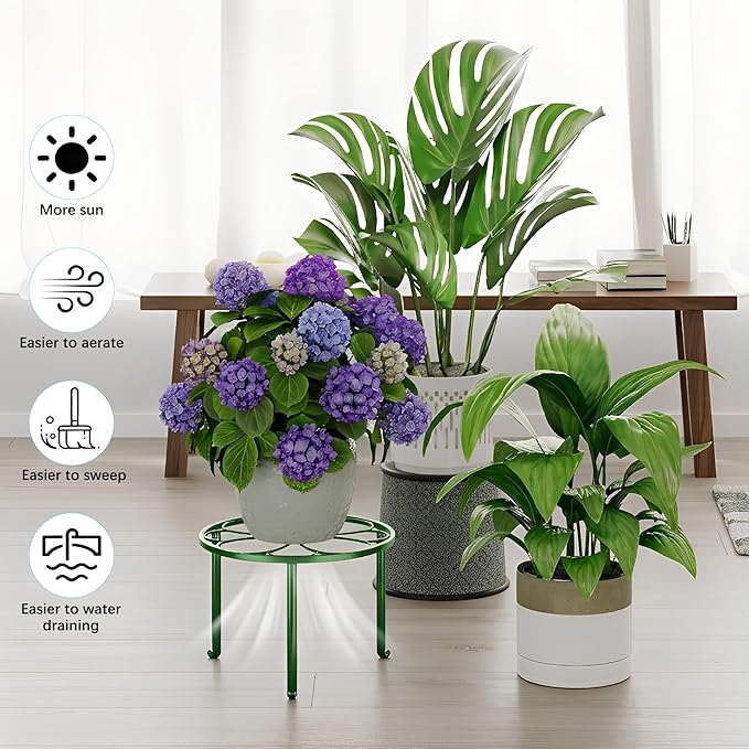 5 Pack Plant Stand for Flower Pot Heavy Duty Potted Holder Home,Round Plant Holder for Flower Pot, Metal Rustproof Iron Garden Container Supports Rack for Planter