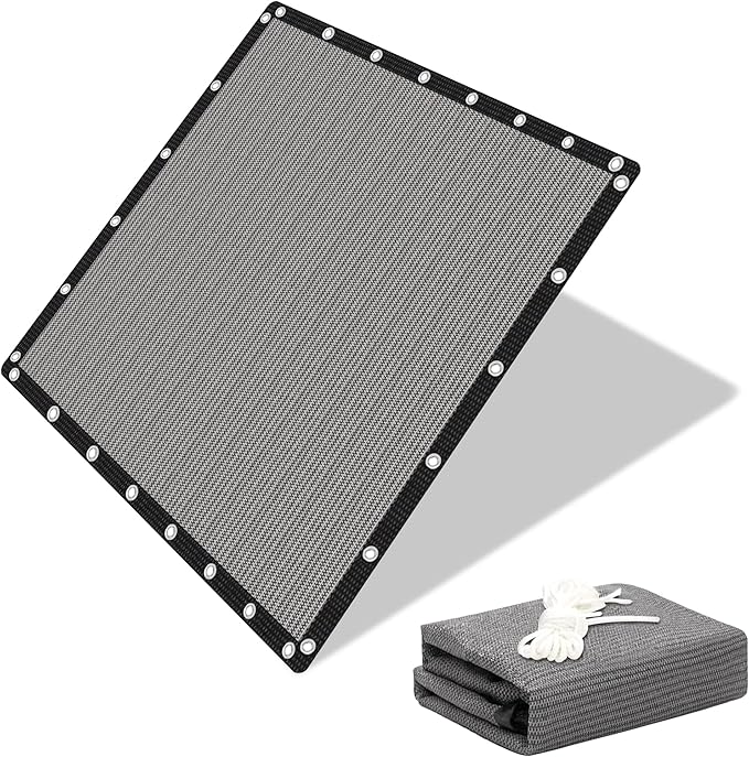 EMERIT 90% Shade Cloth Sun Shade Fabric for Patio Garden Pergola Shade Cover Canopy with Gromments (Grey, 10X14 FT)