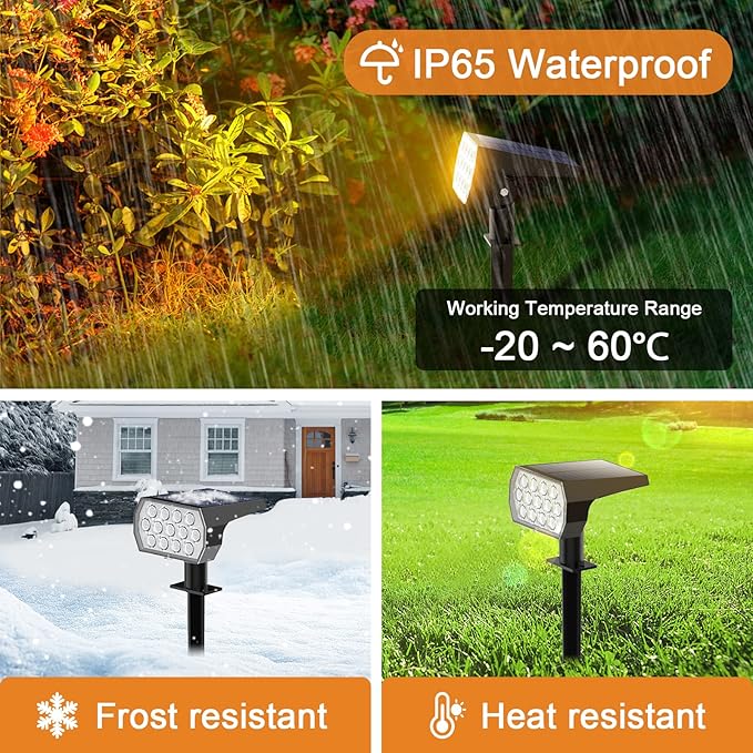 Solar Spot Lights Outdoor Color Changing, [7 Modes/10 Pack] Christmas IP65 Waterproof Landscape Spotlights, Dusk to Dawn Solar Powered Security Light for Patio Gate Walkway Pool Garden Yard Driveway