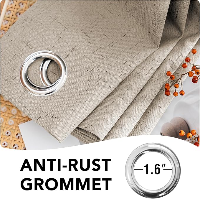 H.VERSAILTEX 100% Blackout Curtains for Bedroom Thermal Insulated Linen Textured Curtains Heat and Full Light Blocking Drapes Living Room Curtains 2 Panel Sets, Cobblestone, 52x54 Inch