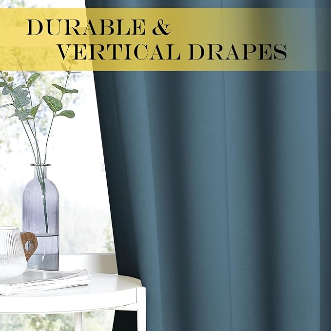 NICETOWN Blackout Patio Curtains 100 x 144 Inches Long for Sliding Door Extral Wide Blackout Curtain Panels Thermal Insulated Room Divider - Grommet Top, 100" W x 144" L, 1 Panel, Smoky Blue