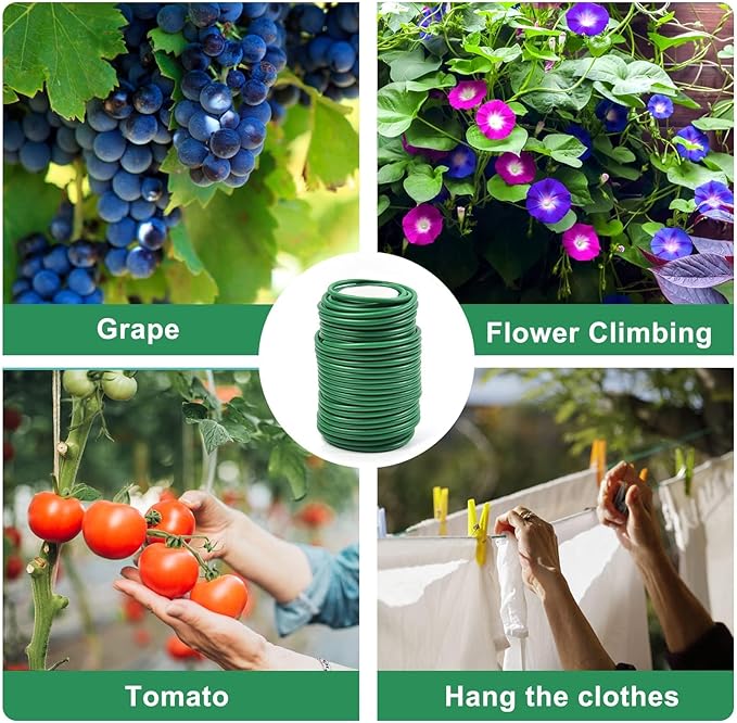 Decoroca Soft Plant Ties for Support - 65.6' Reusable Waterproof Plant Wire, 3.5mm Garden Twist, for Indoor & Outdoor Plants and Home Organizing（1pc/Green）