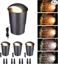 In Ground Landscape Lighting Low Voltage - 2700K-5000K 5 Color Selectable LED IP67 Well Lights, Turret Top 12V Outdoor in-Grade Light, ORB Aluminum for Driveway Garden Lawn 3W 170LM 4 Pack
