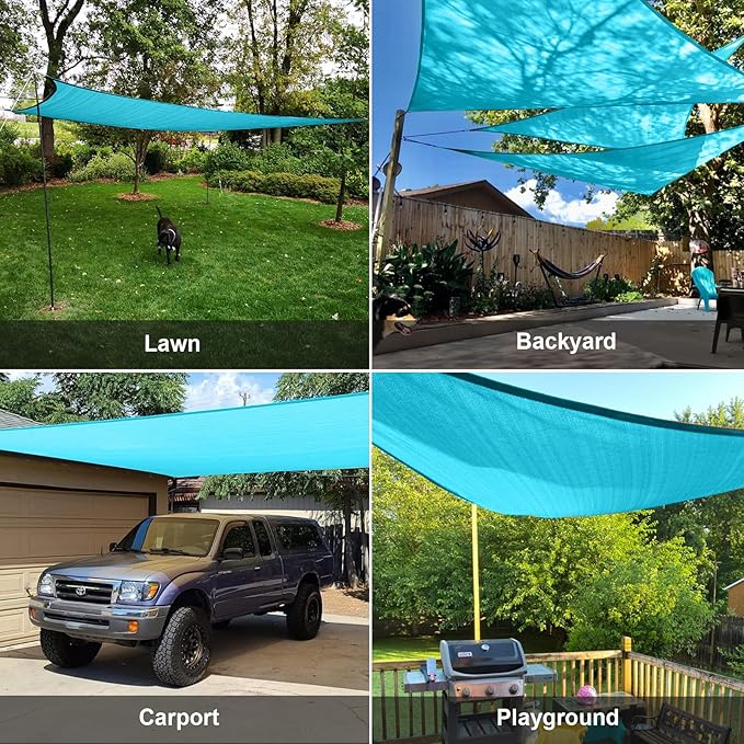 SUNLAX Sun Shade Sail 12' x 12' x 17' Turquoise Blue Right Triangle Canopy Sail Shade Cover UV Block Permeable Sunshade Outdoor for Patio Backyard (We Make Custom Size)