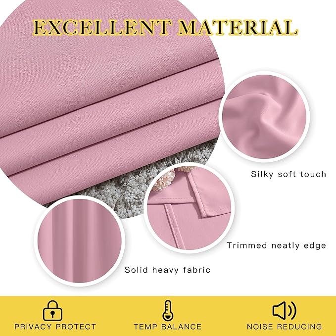 NICETOWN Blackout Curtains for Sliding Glass Door Room Divider Noise Reduce Curtain Panel Portable Window Screen Sliding Partition, W100 x L102 inches, 1 Panel, Rouge Pink