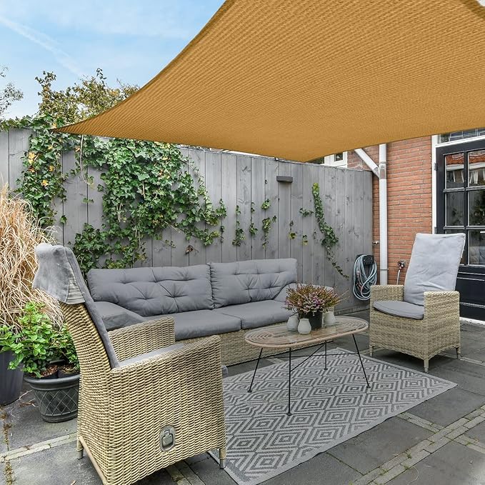 AsterOutdoor Sun Shade Sail Rectangle 16' x 20' UV Block Canopy for Patio Backyard Lawn Garden Outdoor Activities, Sand