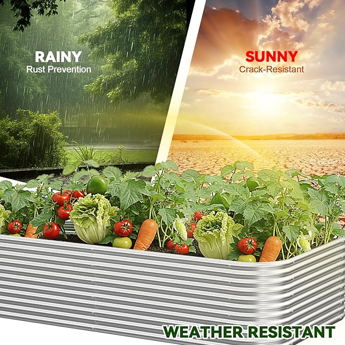 2 Pack Tall 6x3FT Corrugated Galvanized Steel Raised Garden Bed Outdoor, Metal Above Ground Garden Bed for Vegetables and Flowers, Raised Beds for Gardening