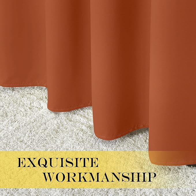 NICETOWN Room Divider Curtain 132 Inches Long, Wide Blackout Sliding Door Curtain for Bedroom, Room Darkening Privacy Window Curtain for Patio Door (1 Panel Set, Burnt Orange, 80 x 132 Inch)