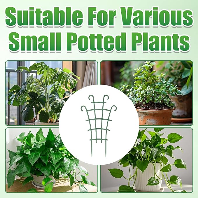 6PCS Plant Support Stakes, Stackable Plant Trellis for Indoor Climbing Plants, Small Plastic Support for Pothos & Hoya Houseplants Flower Plant Support, Potted Plant Trellis for Houseplants