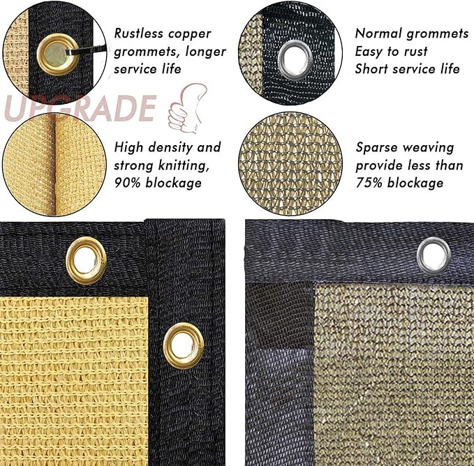UPGRADE Privacy Fence Screen 5'x40' Sand Outdoor 90% Visibility Blockage 170 GSM Mesh Shade Cover Panels for Backyard,Balcony,Home Decoration with Zip Ties,Customized Avaliable