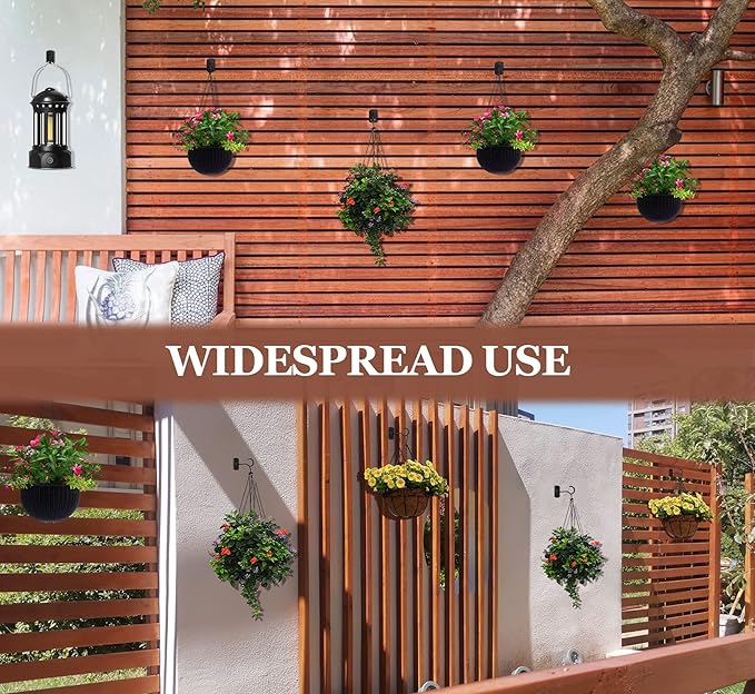 8Pcs Hanging Plant Bracket 6inch Metal Plant Hook Shepherds Hook Decorative Wall Plant Hanger for Hanging Lanterns, Bird Feeder, Flower Basket, Home Decor Indoor & Outdoor Black