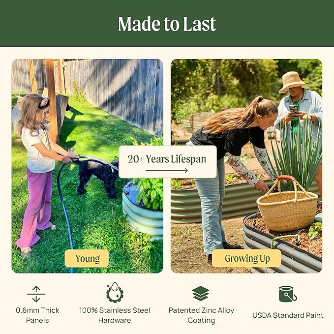 32" Extra Tall Raised Garden Bed Kits, 4 x 8 x 2.7ft Raised Planter Box Outdoor, 2.5 x 9.5 x 2.7ft Deep Root 10 in 1 Modular Metal Raised Beds for Gardening Vegetables Flowers Fruits - Sky Blue