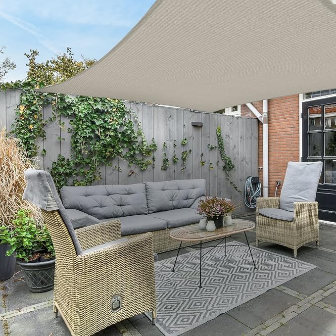 AsterOutdoor Sun Shade Sail Rectangle 16' x 20' UV Block Canopy for Patio Backyard Lawn Garden Outdoor Activities, Cream