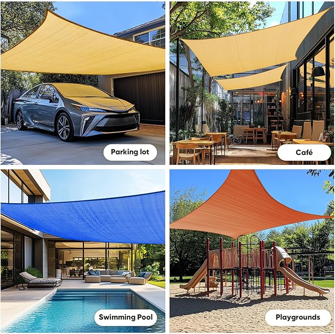Quictent 20X20FT 185G HDPE Square Sun Shade Sail Canopy 98% UV Block Outdoor Patio Garden with Hardware Kit Blue