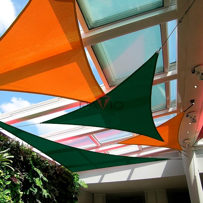 Patio Paradise 13' x 13' x 13' Sun Shade Sail Triangle Canopy Shade Cloth Fabric Sunlight Block Patio Pergola Cover HDPE Deck Awning for Outdoor Backyard Roof Shading, Green