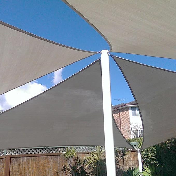 E&K Sunrise 25' x 25' x 25' Sun Shade Sail Triangle Canopy Shade Cover UV Block for Patio Backyard Garden Outdoor (Light Gray)