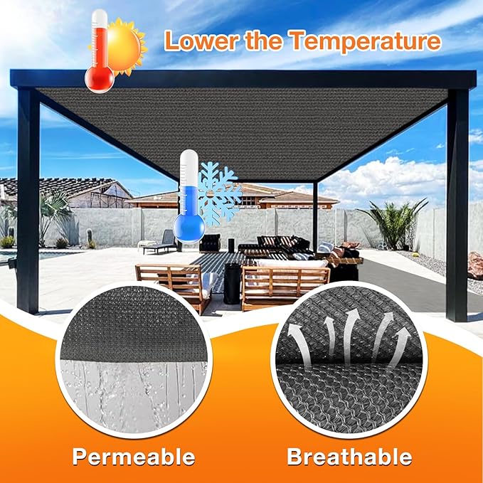 Artpuch Outdoor Pergola Shade Cover 6x7 FT Sun Shade Cloth with Grommets Dark Grey 90% UV Protection Canopy Patio Privacy Screen (Customized Available)