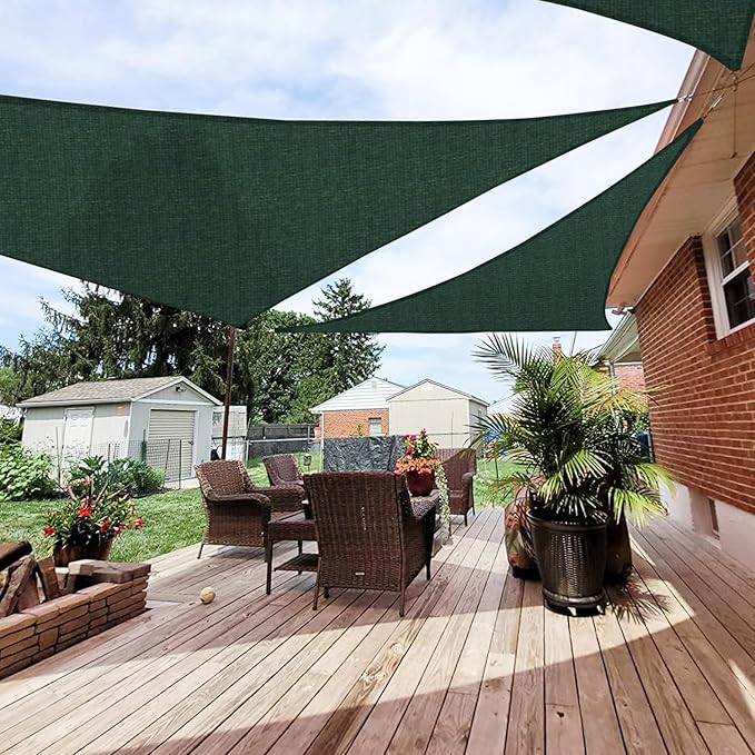 Patio Paradise 9' x 9' x 9' Sun Shade Sail Triangle Canopy Shade Cloth Fabric Sunlight Block Patio Pergola Cover HDPE Deck Awning for Outdoor Backyard Roof Shading, Green