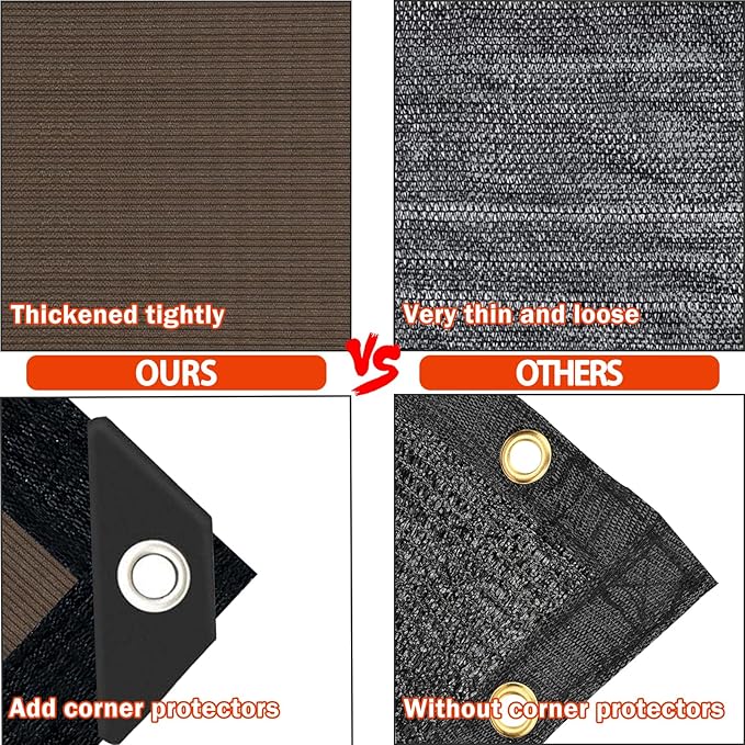 Mocha Sun Shade Cloth,Pergola Shade Cover with Reinforced Grommets,90% Shade Fabric Fence Privacy Screen Balcony,Pergola Shade Cover Canopy Garden Carport Porch Deck Patio Shade Cover,4x8FT