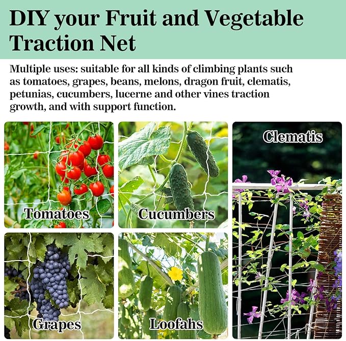 Sukh Garden Plant Trellis Netting - 3 PcsTrellis Net Polyester Trellis Netting Garden Square Mesh for Climbing Plants Fruits Vegetables VinesGrow Tents