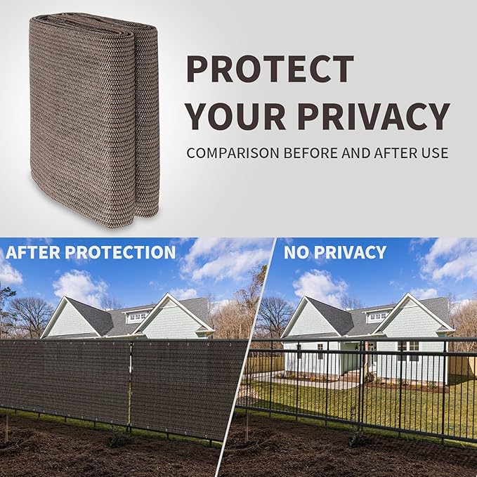 LOVE STORY Custom Size 3'x10' Brown Balcony Privacy Screen,UV Block Privacy Fence Screen,90% Shield for Outdoor Pool Garden Apartment Railing