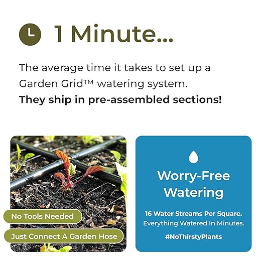 The Garden Grid | Garden Watering System for Raised Beds - But Better | Pre-Assembled, Waters Every Plant, 1-Min Setup, USA-Made, Lasts 5–10x Longer Than Drip Irrigation | Size: 4x4 - Dims: 44"x44"