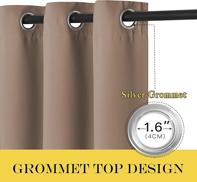 NICETOWN Patio Blind Blackout Curtain Panels - Extra Wide Curtains, Sliding Door Insulated Drape, Soundproof Room Divider Curtains (Cappuccino, 100 x 95 Inch/ 100"W x 95"L)