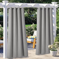 NICETOWN 2 Panels Outdoor Curtains for Patio Waterproof W52 x L108, Thermal Insulated Stainless Steel Grommet Blackout Outdoor/Indoor Curtains Privacy Protect for Landscape, Silver Grey