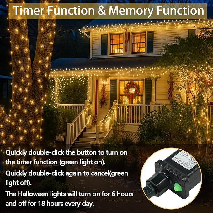 Warm White to Multicolor Color Changing 200 LED 66FT Connectable Christmas String Lights for Outdoor Indoor, 11 Modes Christmas Tree Clear Wire Fairy Waterproof Lights with Memory & Remote & Timer