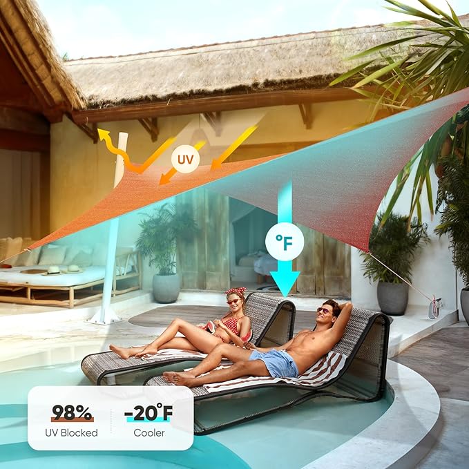 Quictent 20x16ft 185G HDPE Rectangle Sun Shade Sail Canopy 98% UV Block Outdoor Patio Garden with Hardware Kit (Terracotta)