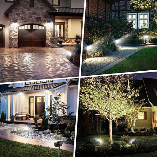 102 LED Solar Spot Lights Outdoor Waterproof IP65, Adjustable Landscape Spotlights, [2 Pack/4 Modes] Auto On/Off Solar Powered Flood Lights for Outside Yard Garden Wall Pathway (Cool White)