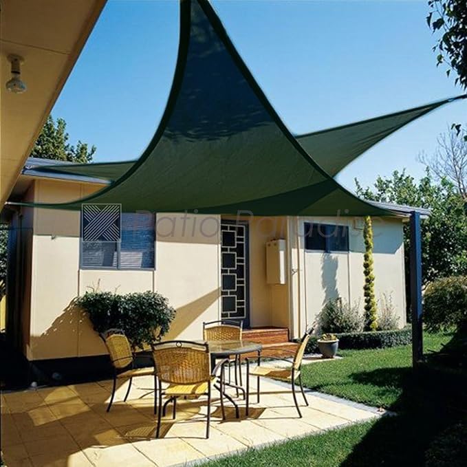 Patio Paradise 4' x 4' x 4' Sun Shade Sail Triangle Canopy Shade Cloth Fabric Sunlight Block Patio Pergola Cover HDPE Deck Awning for Outdoor Backyard Roof Shading, Green