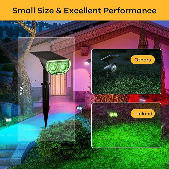 Linkind Solar Lights Outdoor StarRayS, Color Changing Solar Spot Lights, IP67 Waterproof St Patricks Day Lights for Landscape Garden Pathway Walkway (Multicolor, 10 Pack)