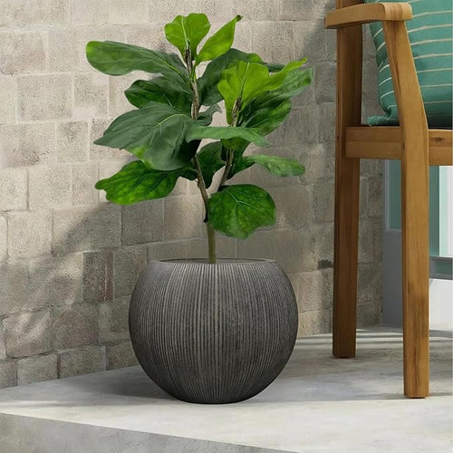 11.8" H X 14.5" D Round Plastic Planter with Drainage Hole & Plug, Large Lightweight Plant pot ,Recyclable ,Durable, Weather/UV Resistant for Indoor Outdoor, (8.9" Opening), Vintage Black