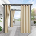 RYB Home Outdoor Curtains for Patio - Extra Long Curtains Waterproof Farmhouse Decor for Sliding Glass Door Porch Corridor Pavilion Cabana Sunroom, W 52 x L 120, 1 Pc, Biscotti Beige