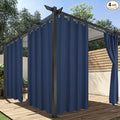 HolidayIdeas Outdoor Curtains for Patio Waterproof, 4 Panels - 54 x 95 Inch - Privacy Protection & Light Filtering Curtains Navy Grommet Outside Curtains for Porch, Gazebo, Pergola, Backyard