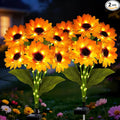 Solar Sunflower Lights 2 Pack with 12 Outdoor Decorative Lights, Birthday Gift for Mom and Friends, IP65 Waterproof Sunflower Garden Stake Lights for Yard Patio Lawn Pathway (Warm White)