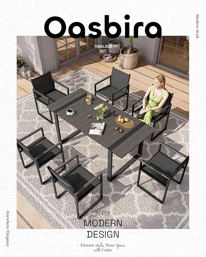 Outdoor Dining Chairs Set of 2, Aluminum Patio Dining Chiars with Textilene Mesh, 2 Piece Outdoor Chiars for Garden, Backyard, Deck (Charcoal)