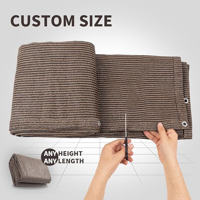 LOVE STORY Custom Size 3'x19' Brown Balcony Privacy Screen,UV Block Privacy Fence Screen,90% Shield for Outdoor Pool Garden Apartment Railing