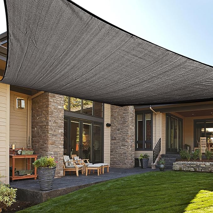 LOVE STORY Custom Size 5'x7' Dark Grey Sun Shade Sail Rectangle UV Block Canopy Patio Sail Sunshades Fabric for Outdoor Garden Carport (We Make Custom Size)